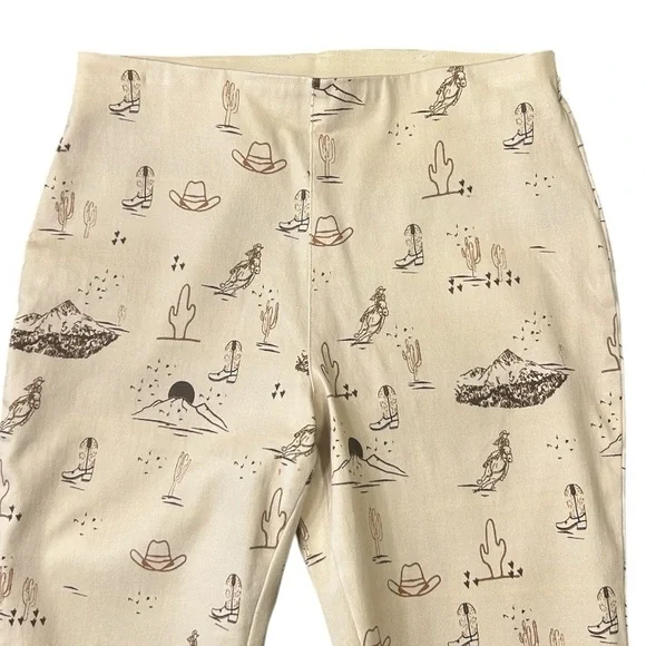 Rockin’ C Western Print Pull-on Stretch Bell Bottom Pants Size Medium - Picture 2 of 11